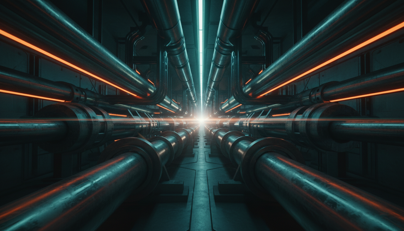 Industrial background showing precision manufacturing and global logistics